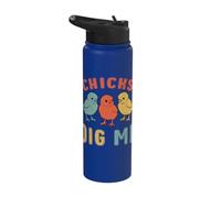 Easter Sunday Chicks Dig Me Funny Boy Chicken Lover Retro Stainless Steel Insulated Water Bottle