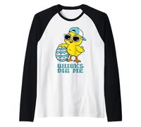 Easter Sunday Chicks Dig Me Funny Chicken Lover Boys Kids Raglan Baseball Tee