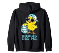 Easter Sunday Chicks Dig Me Funny Chicken Lover Boys Kids Zip Hoodie