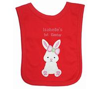 Easter Sweet Bunny Personalised Applique Bib. (Red)