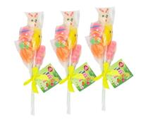 Easter Sweet Lollipop Bouquet - Fruit Flavoured Novelty Candy with Bunny, Chick and Egg Shapes (Pack of 3)