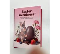 Easter Sweetness Greeting Card with Red Envelope - 5x7 Inches Adorable Bunny & Chocolate Egg Design, Wishing Love, Chocolate & Life's Little Joys, Ideal for Family, Friends & Spring Celebrations
