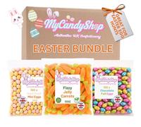 Easter Sweets Bulk Sweets Bundle - 500g Vegan Fizzy Jelly Carrots, 100 Foil Wrapped Chocolate Eggs & 100 Hard Shell Mini Eggs for Egg Hunts, Decorations - Easter Hamper