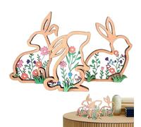 Easter Table Decoration - Rabbit Wooden Signs Centerpiece | Set of 3 Floral Decorations for Home Living Room Kitchen Festive Atmosphere Party Accessories