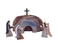 Easter Table Decorations, 2025 New Empty Tomb Scene and Cross Tray Set, Easter Resurrection Scene Jesus Tomb, Nativity Scene Religious Decor for Honoring The Resurrection