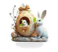 Easter Table Decorations, 2D Cartoon Bunny Festive Decor, Cute Animal Ornaments, Holiday Display, Spring Tabletop Figurines for Windowsill, Bookshelf, Mantel, Home Living Space