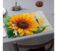 Easter Table Decorations A Vibrant Sunflower with Green Leaves Dining Place Mats Washable Placemats Placemats(4PCS)
