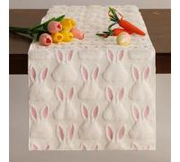 Easter Table Runner, Easter Decorations, 33 CM x 183 CM Bunny Table Runner, Designs Soft Fluffy Plush Tufting Spring Table Decoration, for Kitchen Dining Table Easter Inside Outside Use