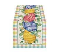 Easter Table Runner, Easter Eggs Bunny Happy Table Runners Easters Decorations, Cute Linen Runner For Kitchen Dining Tables Decoration, 13 X 72 Inch