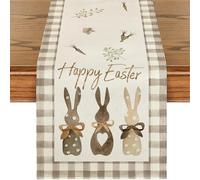 Easter Table Runner for Dinner,Happy Easter Bunny Pattern Runners Kitchen Dining Table Decorations for Home Party Supplies,40*140cm