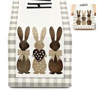 Easter Table Runner Linen Bunny Print Tablecloth 183x33cm Reusable Spring Decoration for Dining Table Fireplace Coffee Bar Sideboard Home Decor