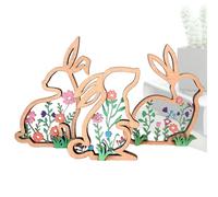 Easter Table Sign, Compact, Easter Bunny - Table Signs 3 x Hollowed Easter Bunny Table Toppers Made of Wood, Design Christmas Decoration for the | Multipurpose Outdoor Indoor Utility