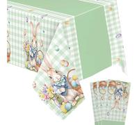 Easter Tablecloth - Waterproof Spring Table Cover | Easter Bunny Tablecloth - Decorative Holiday Table Protector PE for Picnic, Restaurant, Kitchen, Dining Room, Apartment