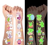 Easter Tattoo Easter Gifts Children, 15 Sheets Luminous Easter Eggs Tattoo, Small Gifts for Children, Easter Party Bag Toy