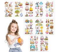 Easter Temporary Tattoo - 10 Sheets Face Body Tattoo Sticker for Kids,Colorful Bunny Egg Chicken Spring Flowers Carrot Temporary Stickers for Boys and Girls, Easter Basket Stuffers