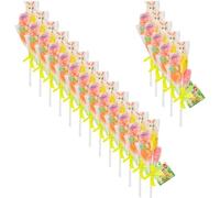 Easter Themed Fruit Flavour Lollipop Set each 50g - 5 Piece Assorted Candy Pack with Bunny, Chick, Egg, Carrot and Flower Shapes for Spring Gifts (Pack of 18)