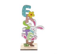 Easter-Themed Wooden Table Sign Featuring Bunny Gnome And Spring Elements For Festive Table Decor, Classic Rustic Tabletop Ornament(A)