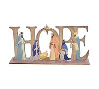 Easter/Themed Wooden Tabletop Decoration Logo Baptism Scene Unique Design Holiday Party Christmas Ornament Glass (Blue, One Size)