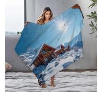 Easter Throw Blanket Snowy Mountain Retreat: A Cozy Log Cabin Escape Flannel Blanket Small Blanket Easter Throw Blanket(150x200cm)