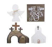 Easter Tiered Tray Deco, Tomb Easter Tray Bundle Kit, He is Risen Cross Resurrection Scene, Easter Table Decor, Rustic Wooden Ornaments for Home Church Farmhouse