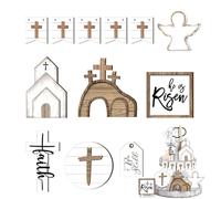 Easter Tiered Tray Decor | Cross Religious Table Signs - Christian Tray Spring Decor,for Home Kitchen Mantel Living Room Bedroom Shelf Church Entryway Party Holiday