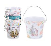 Easter Tin Bucket - Iron 6 Piece Bunny Egg Storage Box | 245g Metal Candy Basket Container With Handle | Randomized Style Decorative Pail Set Is Perfect For Easter Home And Holiday Party Decorations