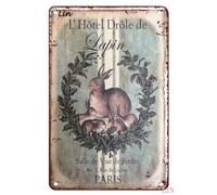 Easter Tin Sign Farmhouse French Shabby Vintage Signs Boho Primitive Spring for Front Door Chic Art Wall Metal Decor Gift Room Office 8x12 inch