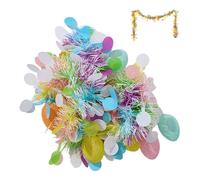 Easter Tinsel Garland - LED Lighted Foil Decoration / | Reusable Hanging Glitter with Warm Glow | Festive Garland for Window Arch, for Stair Railings Ceiling Classroom Party Birthday