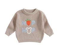 Easter Toddler Fall Baby Girl Knit Sweater Carrot Hooked Letters Warm Long Sleeve Pullovers Outerwear Outfit Clothes Top (Purple, 12-18 Months)