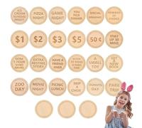 Easter Tokens for Kids - Easter Egg Tokens,Wood Easter Eggs Tokens for Egg Hunt, Easter Reward Tokens, Easter Bunny Egg Hunt Prize Filler Favor
