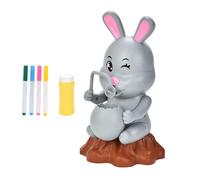Easter Toys Bunny Bubble Blower Machine for Kids - DIY Coloring Rabbit Blower with Refill Solutions, Markers,Music & Flashing Light - Outdoor Garden Toys Easter Gifts for Boys Girls (Gray)