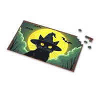 Easter Toys For Kids Ages 4-8 A Black Cat Wearing A Witch'S Hat Against A Full Moon Backdrop. Picture Puzzle 3 Year Old Girl Gifts 500 Piece Puzzles(500PCS)