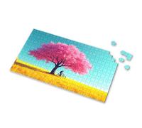 Easter Toys For Kids Ages 4-8 A Person Rides A Bicycle Under A Pink Flowering Tree In A Golden Field. Picture Puzzle 3 Year Old Girl Gifts 500 Piece Puzzles(500PCS)