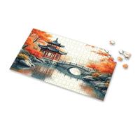 Easter Toys For Kids Ages 4-8 A Serene Autumn Scene With A Traditional Chinese Pavilion, Stone Bridge Picture Puzzle 3 Year Old Girl Gifts 500 Piece Puzzles(300PCS)