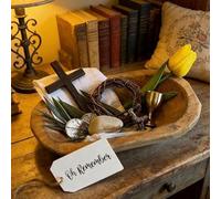 Easter Tray Bundle Kit,Symbols of The Easter Resurrection,Handmade Faith Keepsake Decor,Office Tabletop Prayer Bowl Decorations,Religious Collection for Thanksgiving Holiday Party (White)