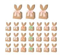 Easter Treat Bags - 24 Pieces Rustic Paper, Spring Decor Pack, Cute Bunny Party Bag | Festive Holiday Gift For Boys Girls DIY Craft Goodie Snack Cookie Cake Toy Small Candy Gift