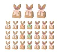 Easter Treat Bags - 24 Pieces Rustic Paper, Spring Decor Pack, Cute Bunny Party Bag | Festive Holiday Gift For Boys Girls DIY Craft Goodie Snack Cookie Cake Toy Small Candy Gift