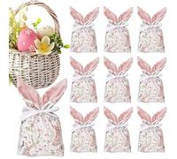 Easter Treat Bags - Drawstring 10 Pieces - Bunny Easter Favors Sack | For Birthday Party Wedding Celebration Family Reunion