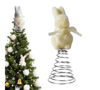 Easter Tree Topper Decorations Spring Moss Seasonal Rabbit Decoration | Flocking Bunny Topper for Home Mantel Farmhouse Porch Basket Centerpiece Party Gathering Celebration Cabinet