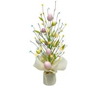 Easter Tree with Lights Tabletop Easter Egg Decoration Twig Tree Colorful Egg Branches with LED for Party Home Decor Tabletop Centerpiece Decor, 45CM
