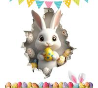 Easter Wall Sticker - 17.7 Inch 2D PVC Wall Decal | Rabbit Wall Sticker for Bathroom, Bedroom, Preschool, Playroom, Room Decoration
