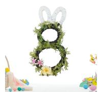 Easter Wicker Rabbit Wreath, Easy To Ha-ng & Display, 48x26cm, Artificial Spring Wreath, Fireplace Spring Decor, Versatile Indoor & Outdoor Use, For Living Room Kitchen Entryway