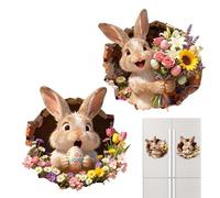 Easter Window Stickers With Hare Image | 2 Pieces Self Adhesive Cute Cartoon Spring | Christmas Bunnies For Home Decoration - For Glass Mirror Tiles Shop School Decoration