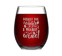 Easter Wine Glasses Forget The Eggs I Want Wine Funny Stemless Wine Glass Laser Engraved Whiskey Glass Shot Glass Unique Novelty Idea for Him, Her, Mom, Wife, Boss, Sister, BFF, Birthday Gifts, 15 oz