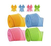 Easter Wired Edge Ribbon - Ribbon Sheer Organza Set | Chiffon Ribbons With Satin Edges For Gift Wrapping | Wedding Party Crafts Decorations | Ideal For Gift Wrapping | Thanksgiving, Christmas And East