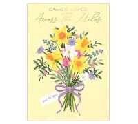 Easter Wishes Across The Miles Greeting Card with Spring Flowers, 13 x 19 cm