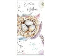 Easter Wishes Money Wallet Card with Nest Design, 3 Fold Greeting Card, 8 x 17 cm