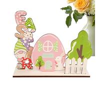 Easter Wood Sign,Easter Wooden Easter Gnome Bunny House ations,Flower Candy Cabin Rabbit Tabletop Centerpieces, Art Craft for Bedroom Table