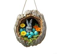 Easter Wooden Bunny Wreath for Spring Festive Home Decor Suitable for Front Door Wall and Window Placement (GJ831-005)