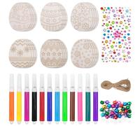 Easter Wooden Crafts Wood Ornaments Kits,48 PCS Easter Wooden Egg Crafts for Wooden Hanging Embellishments Easter Gifts,Easter Bunny Decorations Party Supplies DIY Decor Home Wall Door Decor